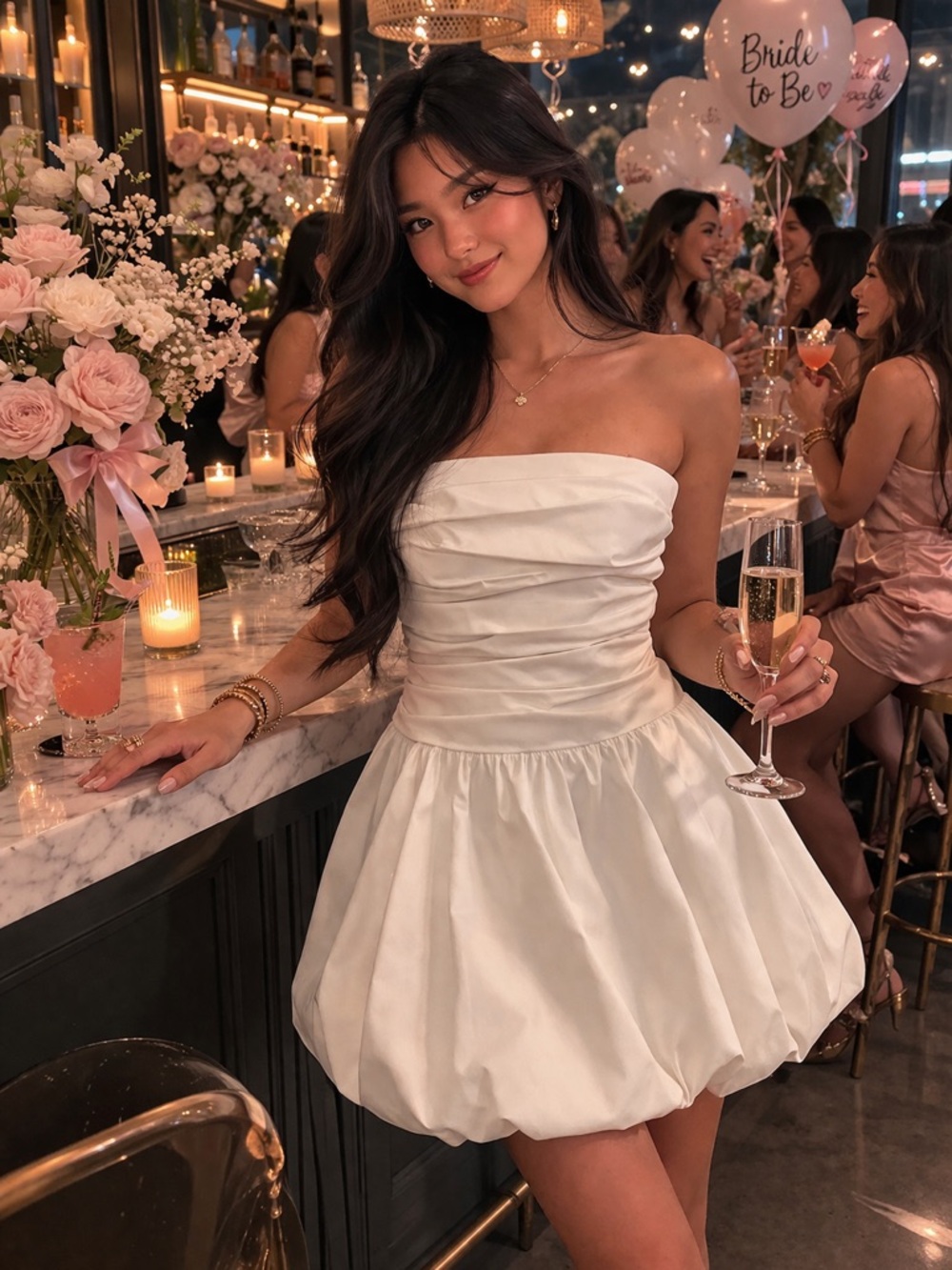 Wild Fable White Mini Dress Size M Strapless NWT Balloon Hem Bachelorette Bridal